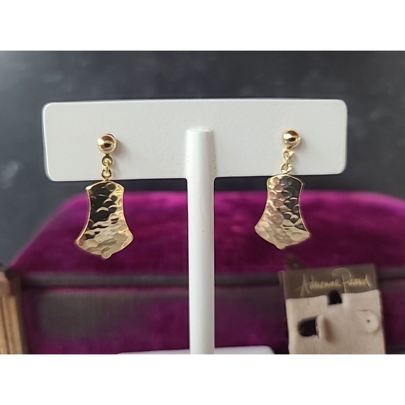 Adrienne Picard Pierced Hammered Dangling Earrings NOS 14KT GF POSTS - Picture 6 of 10